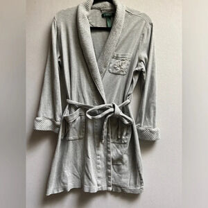 Lauren Ralph Lauren Essentials Short Shawl Collar Belted Robe Sz  S